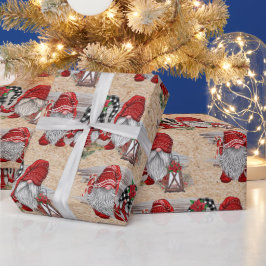 Vattenfärg Rustic jul Cute Gnomes Helgdag Presentpapper