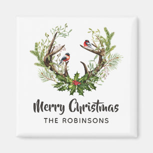 Vattenfärg Rustic Reindeer jul Magnet