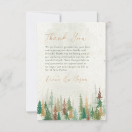 Vattenfärg Rustic-skogen gräs träd Tack Kort