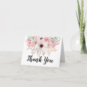 Vattenfärg Rustik Blommig Land Thank You-kort Tack Kort