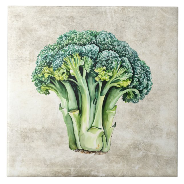 Vattenfärg Rustik Broccoli Falsk Textur  Kakelplatta (Framsidan)