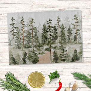 Vattenfärg Rustik Grön Skog Skärbräda