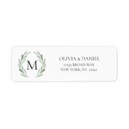 Vattenfärg Rustik Grönt Returadress av utandning Etikett