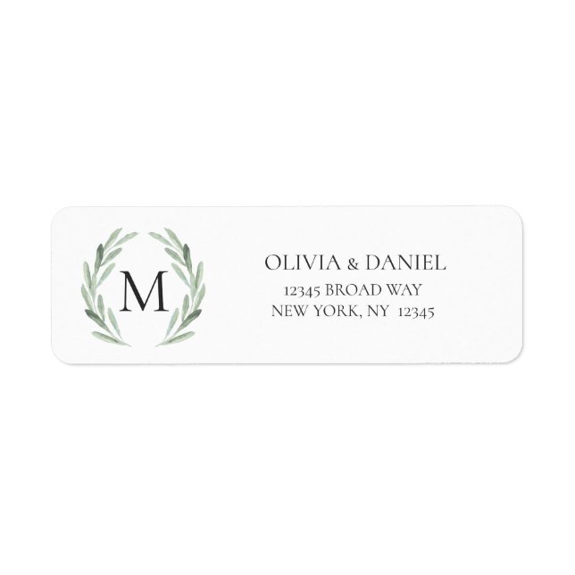 Vattenfärg Rustik Grönt Returadress av utandning Returadress Etikett (Framsidan)
