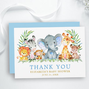 Vattenfärg Safari Animals Babyskor Blue Guld Tack Kort