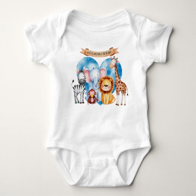 Vattenfärg Safari Animals Babyskor T Shirt (Framsida)