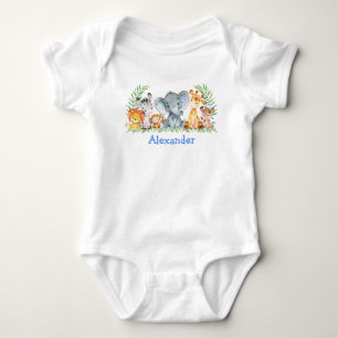 Vattenfärg Safari Baby djur Blue Elephant T Shirt