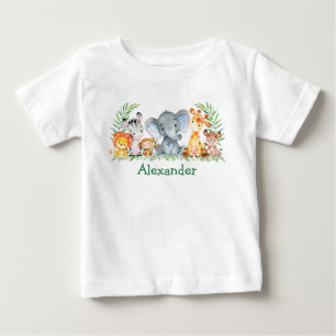 Vattenfärg Safari Baby djur Elephant T Shirt
