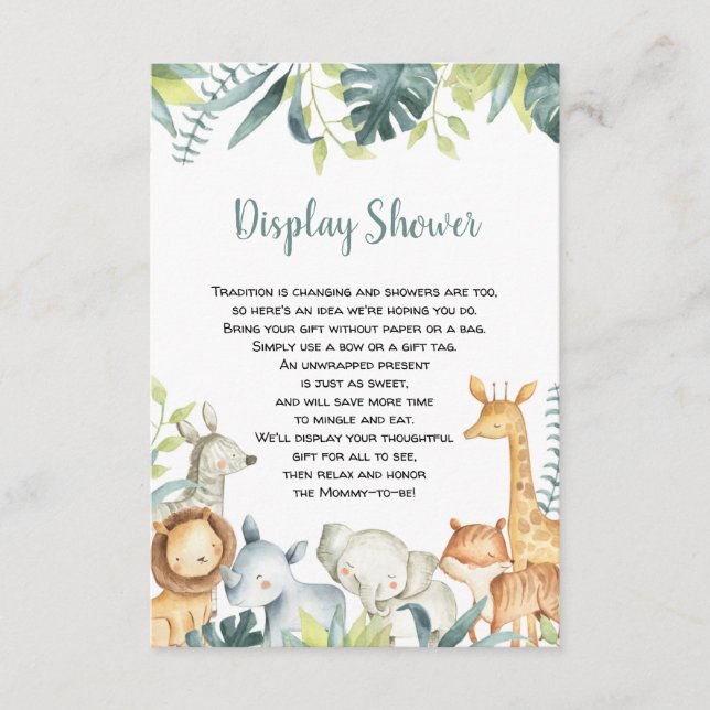 Vattenfärg safari djur duschinsats tilläggskort (Framsida)