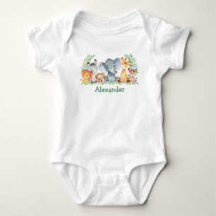 Vattenfärg Safari Jungle Baby djur T Shirt