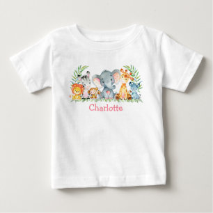 Vattenfärg Safari Jungle Cute Baby djur T Shirt