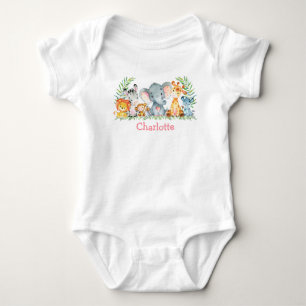 Vattenfärg Safari Jungle Cute Baby djur T Shirt