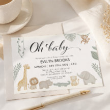 Vattenfärg Safari Könsneutrala Babyshower