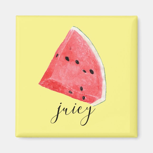 Vattenfärg Saftig Vattenmelon Kil  Magnet (Framsidan)