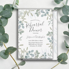 Vattenfärg Såggrön Bröllopsrepetition Middag Inbjudningar