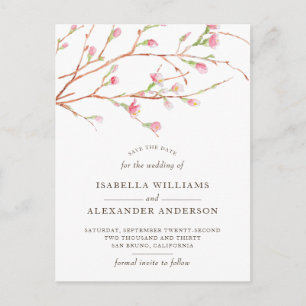 Vattenfärg Sakura Körsbärsblom Save The Date Meddelande Vykort
