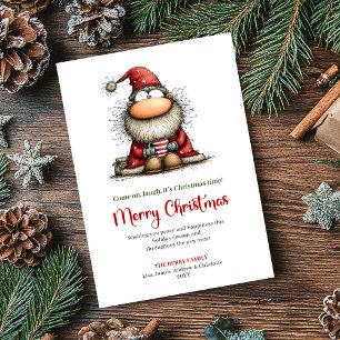 Vattenfärg Sällsam Tomte Lekfull Julhälsning Julkort