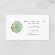 Vattenfärg Sand dollar nautiskt visitkort