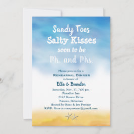 Vattenfärg Sandy Toes Rehearsal Dinner himlar & sa Inbjudningar