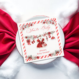 Vattenfärg Santa Baby, julflicka, babyskor Pappersservett
