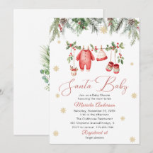 Vattenfärg Santa Baby Vinter Baby Shower blivande