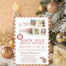 Vattenfärg Santa Baby Vinter  Baby Shower blivande