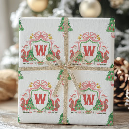 Vattenfärg Santa Monogram Vapensköld jul Presentpapper