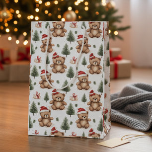 Vattenfärg Santa Nalle & Gräs Träd jul