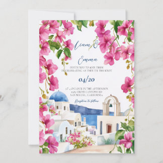 Vattenfärg Santorini Bröllopsinbjudan Inbjudningar