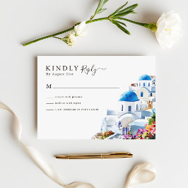 Vattenfärg Santorini Destination Bröllop RSVP OSA Kort