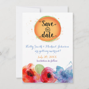 Vattenfärg Save The Date Blommig Sommarinbjudan Inbjudningar