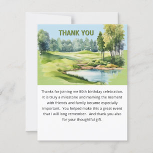 Vattenfärg Scenisk Golf Tema 80-årsdag Platt Tack Kort