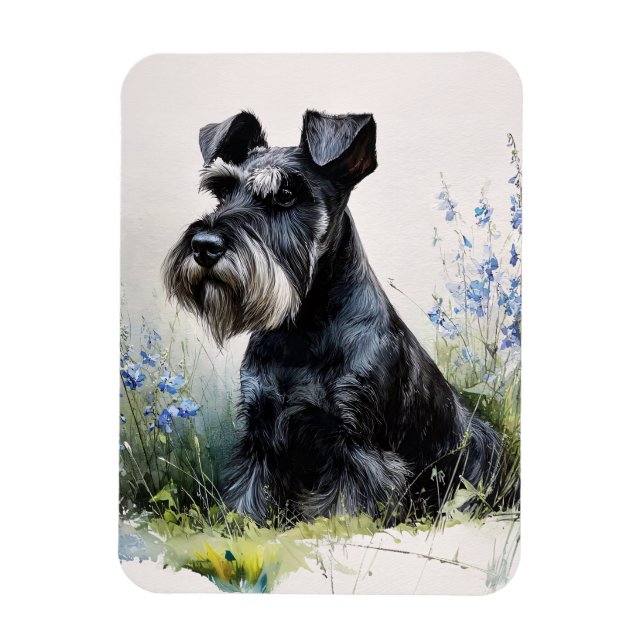 Vattenfärg Schnauzer Flexibel Magnet (Vertikal)