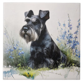 Vattenfärg Schnauzer Kakelplatta