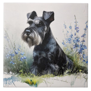 Vattenfärg Schnauzer Kakelplatta
