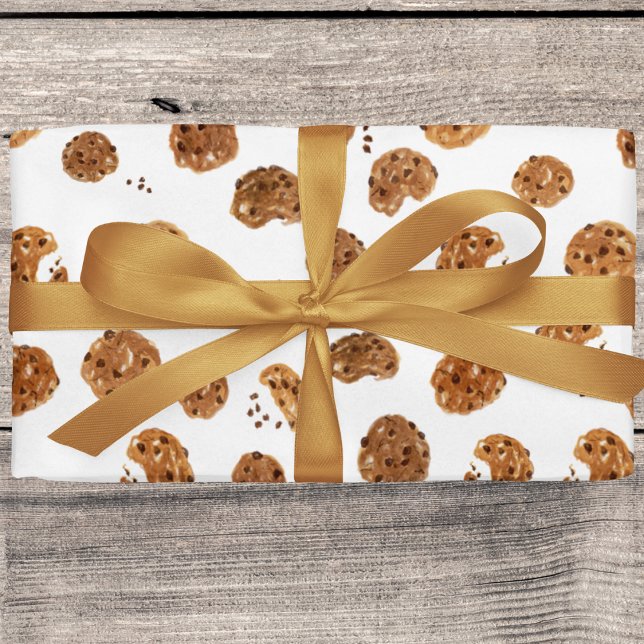 Vattenfärg Schoklad Chip Cookies Mönster Presentpapper (Skapare uppladdad)