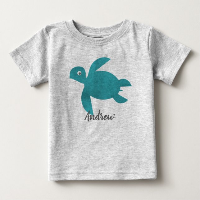Vattenfärg Sea Turtle Monogram Tee Shirt (Framsida)