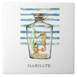 Vattenfärg SEAHORSE i Flaska Beach MARGATE Kakelplatta