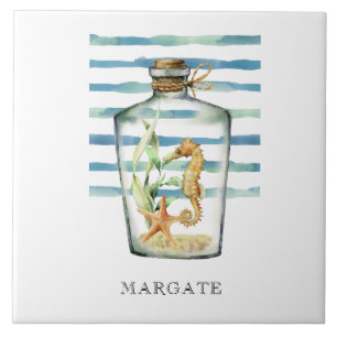 Vattenfärg SEAHORSE i Flaska Beach MARGATE Kakelplatta