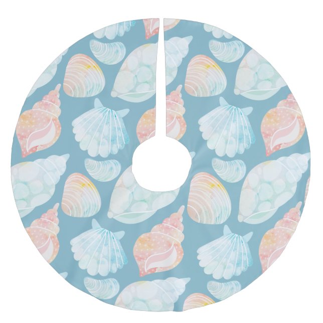 Vattenfärg Seashell Träd Skirt Julgransmatta Borstad Polyester (Framsidan)
