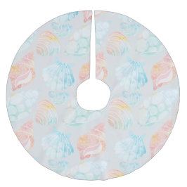 Vattenfärg Seashell Träd Skirt Julgransmatta Borstad Polyester