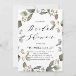 Vattenfärg Seedad Eucalyptus Möhippa för krans Inbjudningar