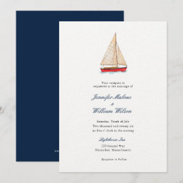 Vattenfärg Segelbåt Sjöhochzeitsinladning Inbjudningar