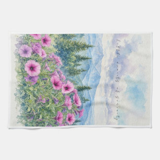Vattenfärg Serenitet & Bergsblommor Kökshandduk