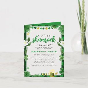 Vattenfärg Shamrock Baby dusch Inbjudan