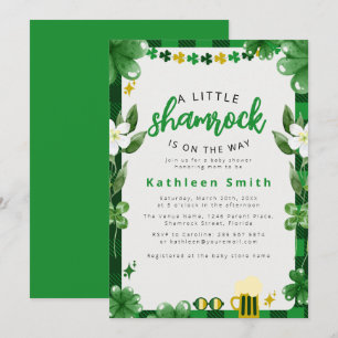Vattenfärg Shamrock Baby dusch Inbjudningar