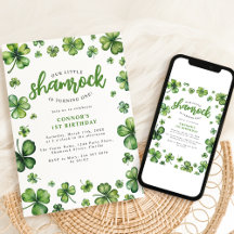 Vattenfärg Shamrock Födelsedagsfest Inbjudan
