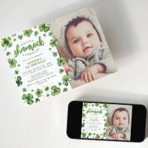 Vattenfärg Shamrock Foto Födelsedagsfest