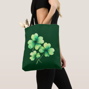 Vattenfärg Shamrock Klöver St Patrick's Toteväska Tygkasse