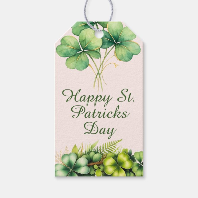 Vattenfärg Shamrock Presentkort för St. Patrick's  Presentetikett (Framsidan)